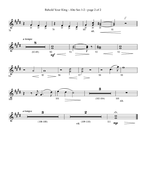 Behold Your King (Choral Anthem SATB) Alto Sax 1/2 (Lifeway Choral / Arr. Daniel Bondaczuk)
