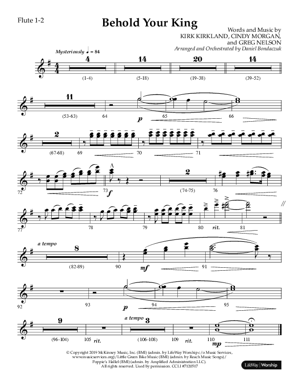 Behold Your King (Choral Anthem SATB) Flute 1/2 (Lifeway Choral / Arr. Daniel Bondaczuk)