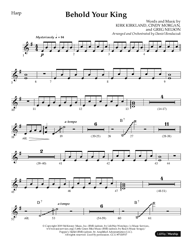Behold Your King (Choral Anthem SATB) Harp (Lifeway Choral / Arr. Daniel Bondaczuk)