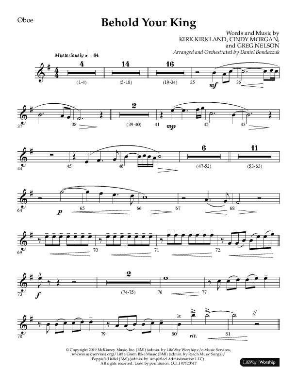 Behold Your King (Choral Anthem SATB) Oboe (Lifeway Choral / Arr. Daniel Bondaczuk)