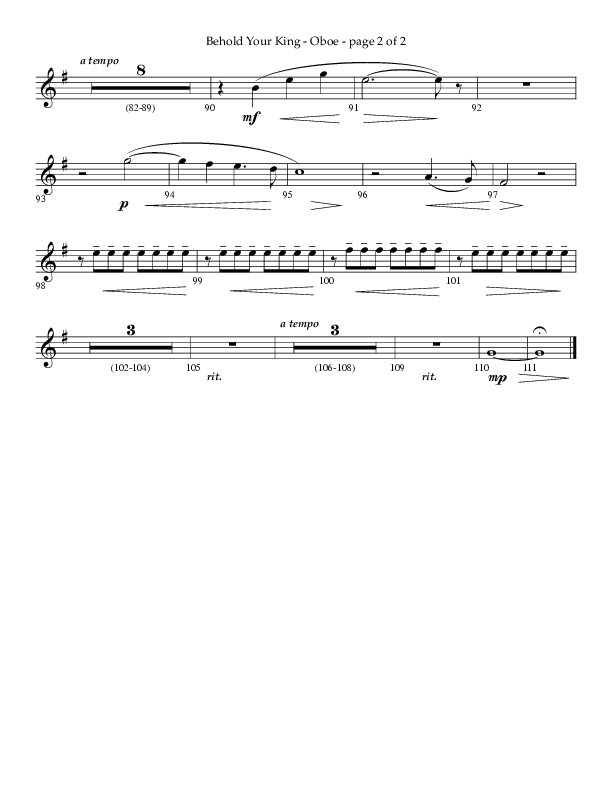 Behold Your King (Choral Anthem SATB) Oboe (Lifeway Choral / Arr. Daniel Bondaczuk)
