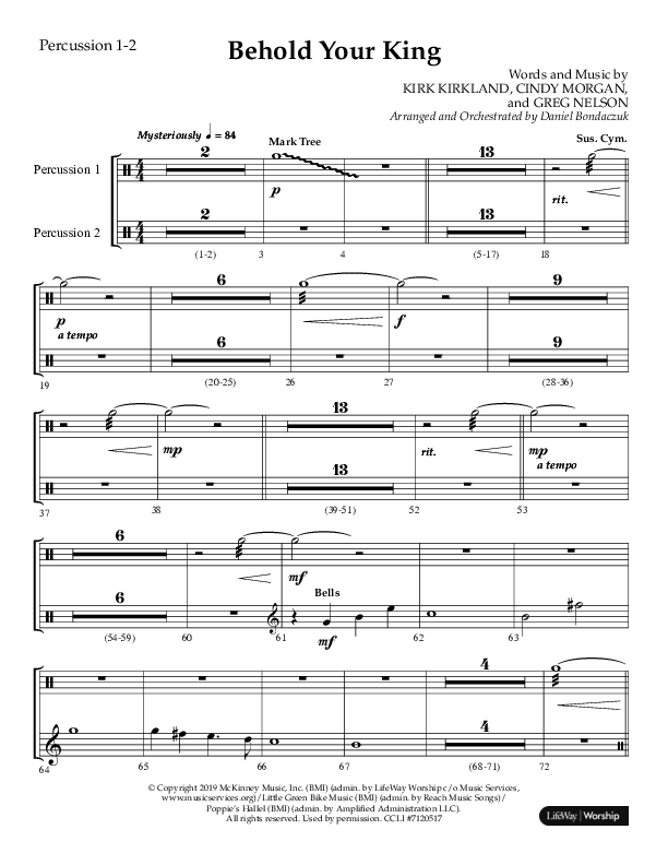 Behold Your King (Choral Anthem SATB) Percussion 1/2 (Lifeway Choral / Arr. Daniel Bondaczuk)
