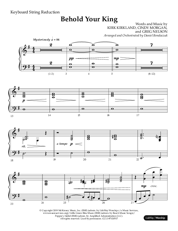 Behold Your King (Choral Anthem SATB) String Reduction (Lifeway Choral / Arr. Daniel Bondaczuk)
