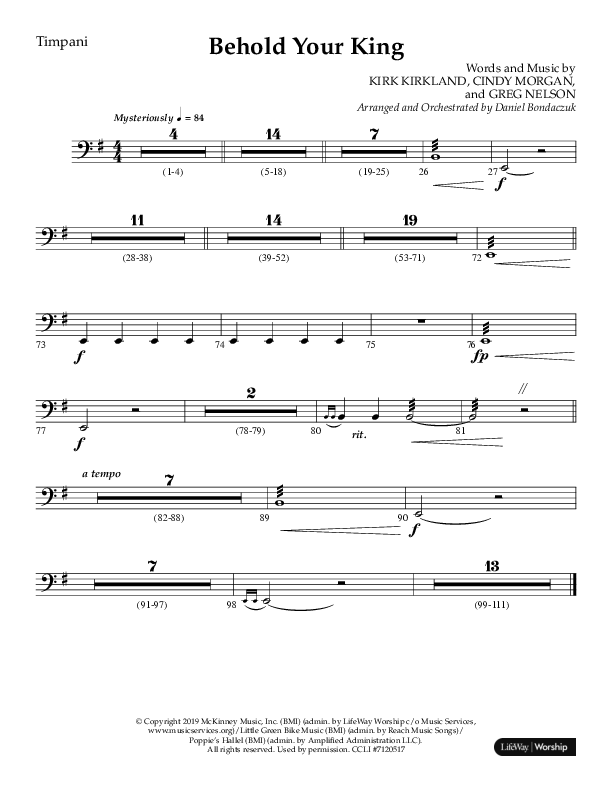 Behold Your King (Choral Anthem SATB) Timpani (Lifeway Choral / Arr. Daniel Bondaczuk)