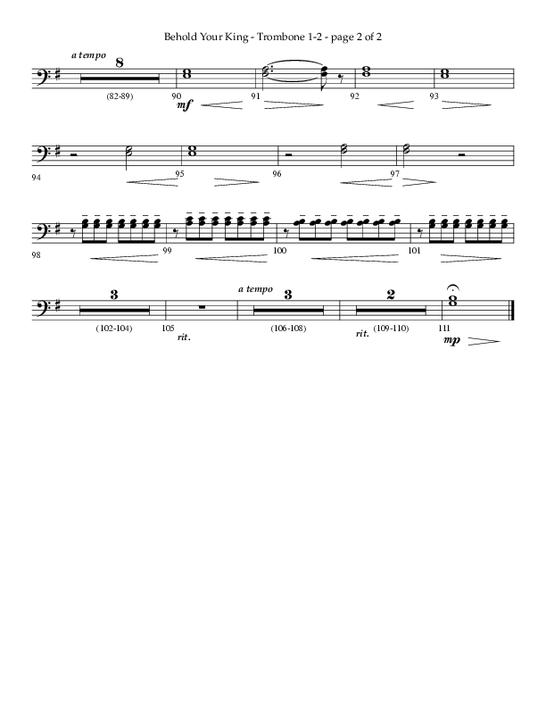 Behold Your King (Choral Anthem SATB) Trombone 1/2 (Lifeway Choral / Arr. Daniel Bondaczuk)
