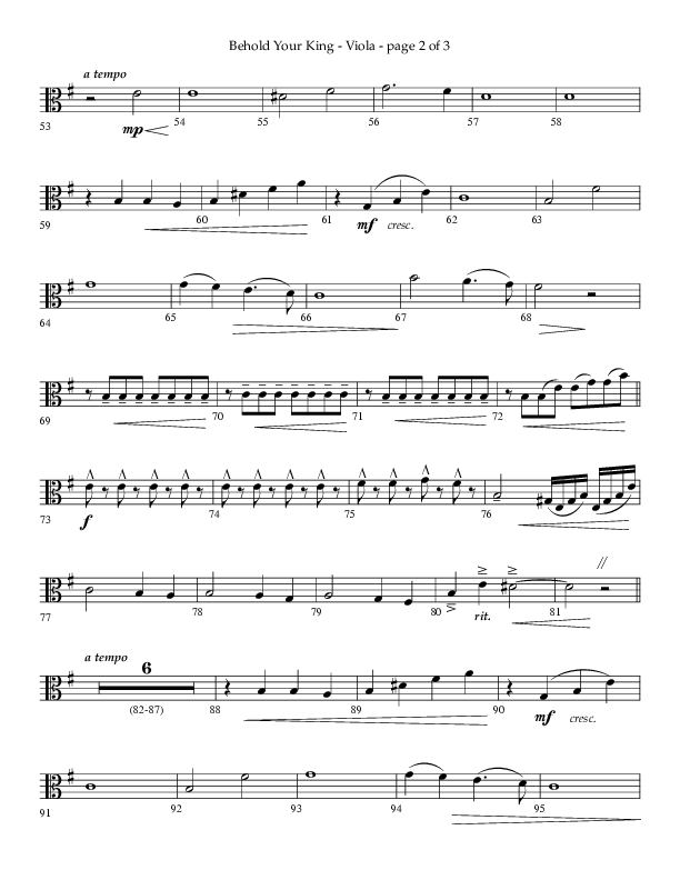 Behold Your King (Choral Anthem SATB) Viola (Lifeway Choral / Arr. Daniel Bondaczuk)