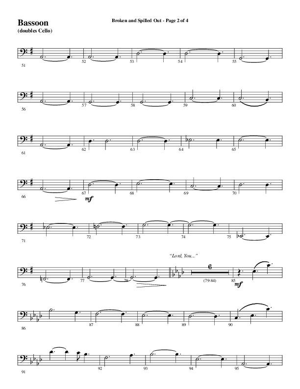 Broken And Spilled Out (Choral Anthem SATB) Bassoon (Word Music Choral / Arr. Marty Hamby)