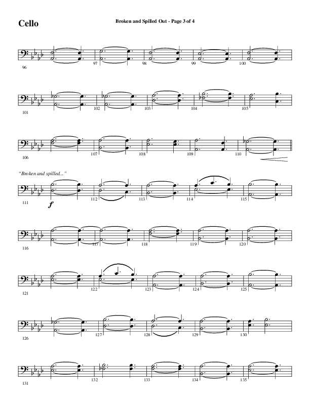 Broken And Spilled Out (Choral Anthem SATB) Cello (Word Music Choral / Arr. Marty Hamby)