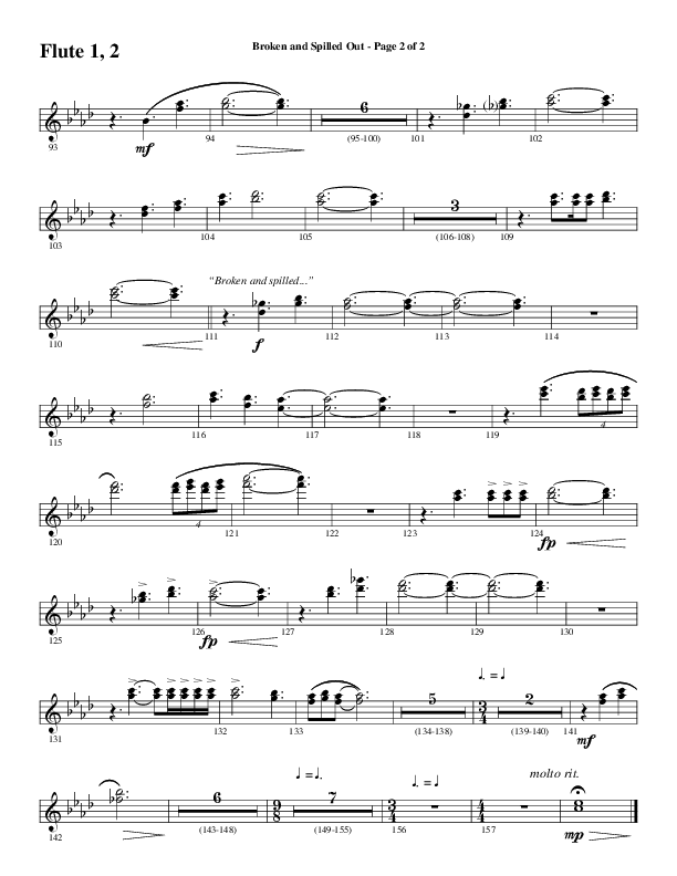 Broken And Spilled Out (Choral Anthem SATB) Flute 1/2 (Word Music Choral / Arr. Marty Hamby)