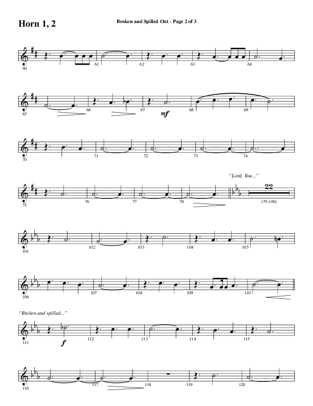 Broken And Spilled Out (Choral Anthem SATB) French Horn 1/2 (Word Music Choral / Arr. Marty Hamby)