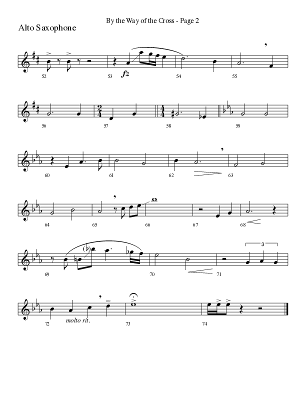 By The Way Of The Cross (Choral Anthem SATB) Alto Sax (Word Music Choral / Arr. Mike Speck / Arr. Lari Goss / Arr. Danny Zaloudik)