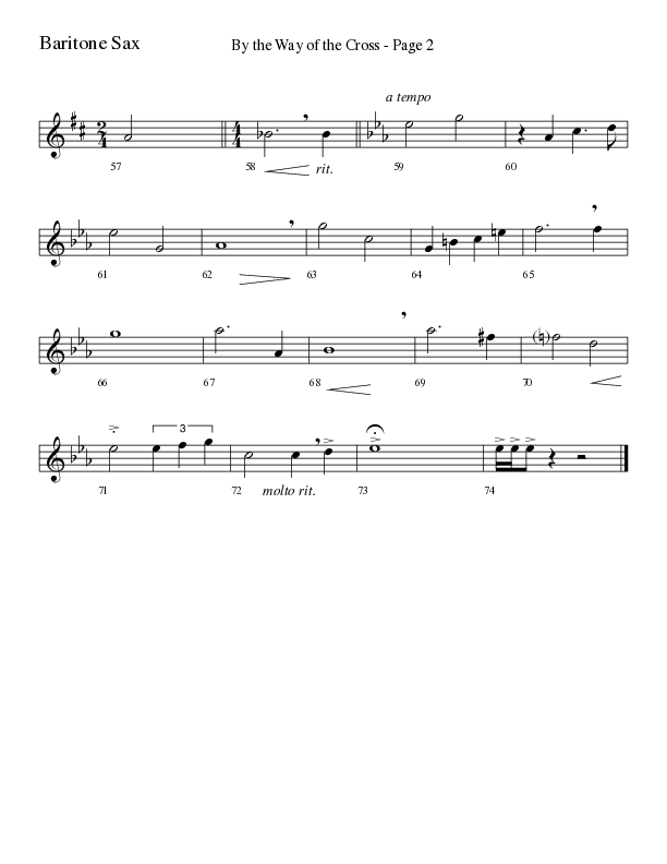By The Way Of The Cross (Choral Anthem SATB) Bari Sax (Word Music Choral / Arr. Mike Speck / Arr. Lari Goss / Arr. Danny Zaloudik)