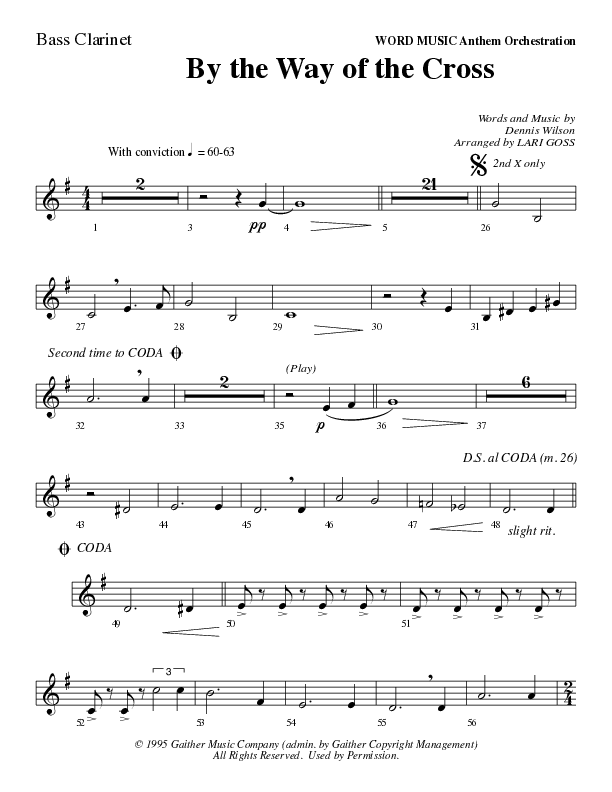 By The Way Of The Cross (Choral Anthem SATB) Bass Clarinet (Word Music Choral / Arr. Mike Speck / Arr. Lari Goss / Arr. Danny Zaloudik)