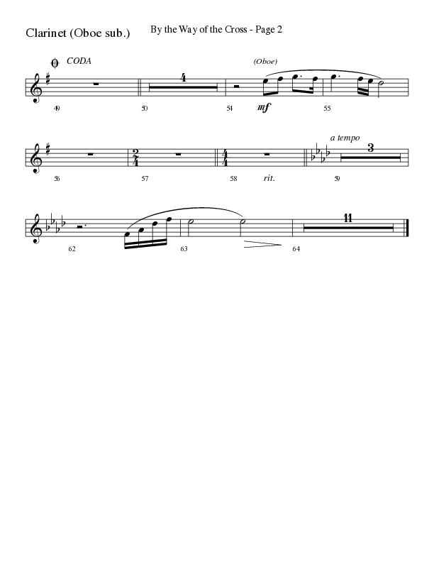 By The Way Of The Cross (Choral Anthem SATB) Clarinet (Word Music Choral / Arr. Mike Speck / Arr. Lari Goss / Arr. Danny Zaloudik)