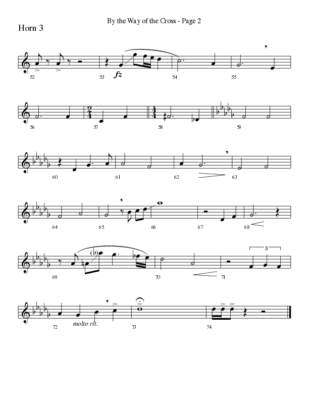 By The Way Of The Cross (Choral Anthem SATB) French Horn 3 (Word Music Choral / Arr. Mike Speck / Arr. Lari Goss / Arr. Danny Zaloudik)