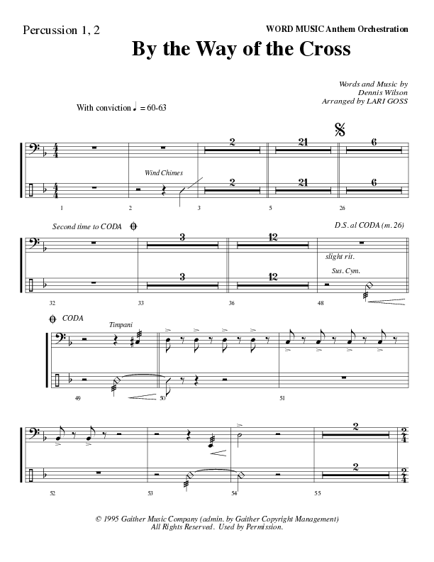 By The Way Of The Cross (Choral Anthem SATB) Percussion 1/2 (Word Music Choral / Arr. Mike Speck / Arr. Lari Goss / Arr. Danny Zaloudik)
