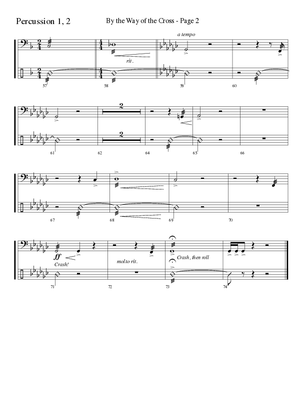 By The Way Of The Cross (Choral Anthem SATB) Percussion 1/2 (Word Music Choral / Arr. Mike Speck / Arr. Lari Goss / Arr. Danny Zaloudik)