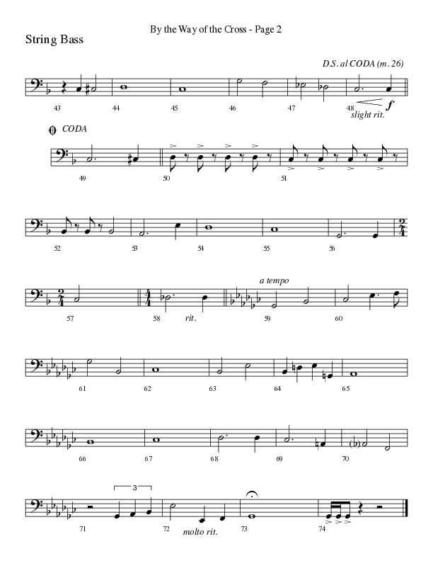By The Way Of The Cross (Choral Anthem SATB) String Bass (Word Music Choral / Arr. Mike Speck / Arr. Lari Goss / Arr. Danny Zaloudik)