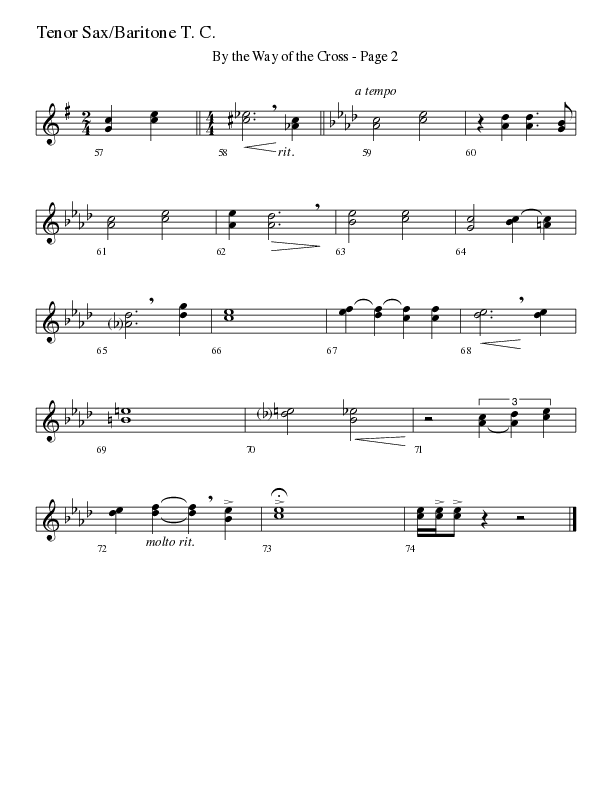 By The Way Of The Cross (Choral Anthem SATB) Tenor Sax/Baritone T.C. (Word Music Choral / Arr. Mike Speck / Arr. Lari Goss / Arr. Danny Zaloudik)