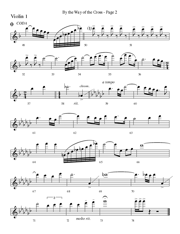 By The Way Of The Cross (Choral Anthem SATB) Violin 1 (Word Music Choral / Arr. Mike Speck / Arr. Lari Goss / Arr. Danny Zaloudik)
