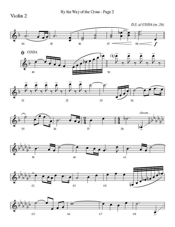 By The Way Of The Cross (Choral Anthem SATB) Violin 2 (Word Music Choral / Arr. Mike Speck / Arr. Lari Goss / Arr. Danny Zaloudik)