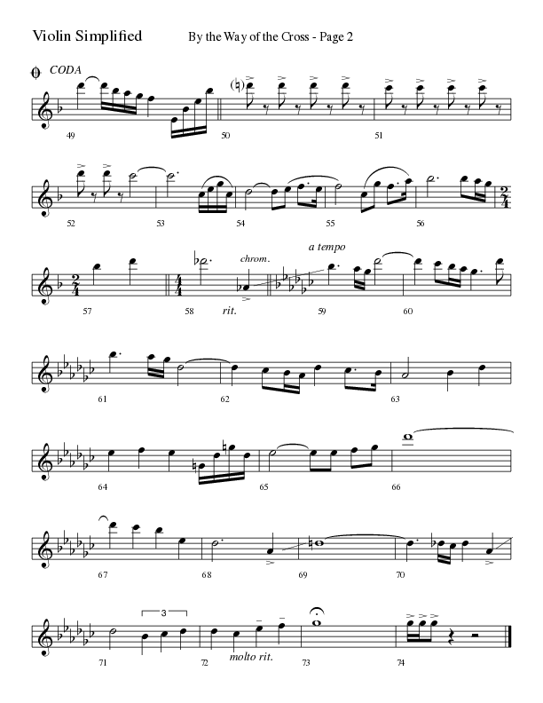 By The Way Of The Cross (Choral Anthem SATB) Violins (Word Music Choral / Arr. Mike Speck / Arr. Lari Goss / Arr. Danny Zaloudik)