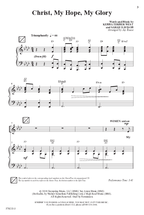 Christ My Hope My Glory (Choral Anthem SATB) Anthem (SATB/Piano) (Word Music Choral / Arr. Jay Rouse)