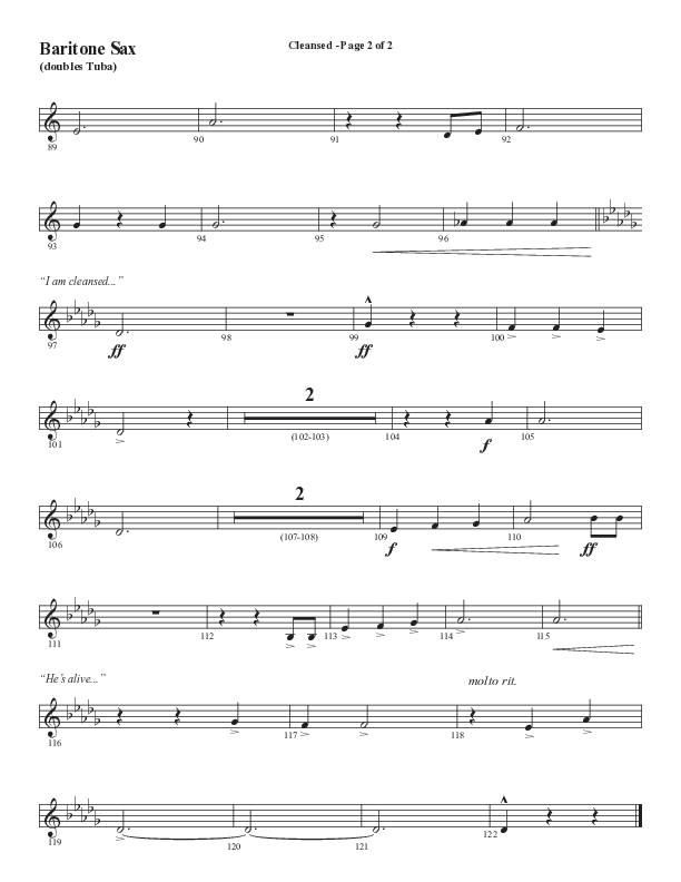 Cleansed (Choral Anthem SATB) Bari Sax (Word Music Choral / Arr. Cliff Duren)