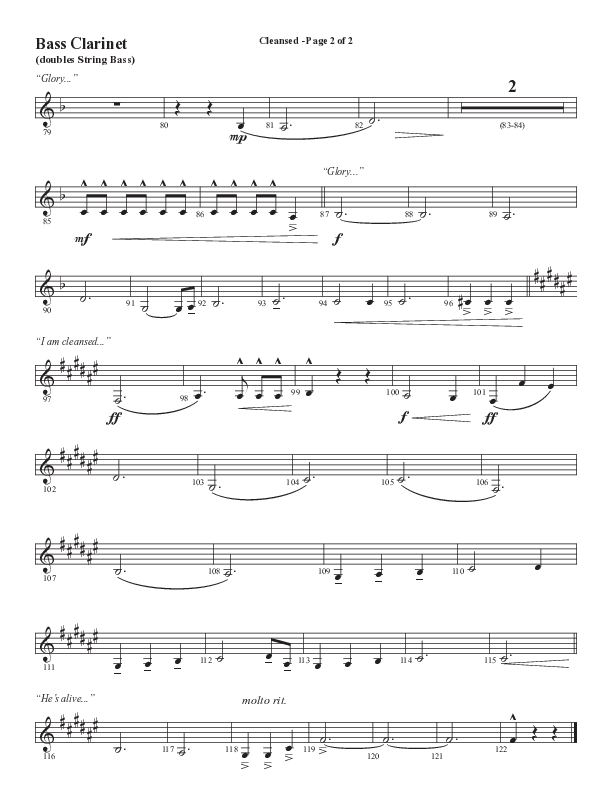 Cleansed (Choral Anthem SATB) Bass Clarinet (Word Music Choral / Arr. Cliff Duren)
