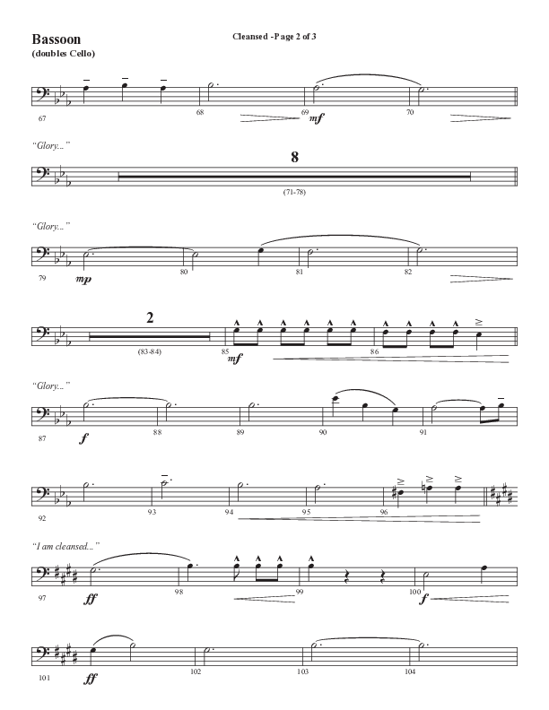 Cleansed (Choral Anthem SATB) Bassoon (Word Music Choral / Arr. Cliff Duren)
