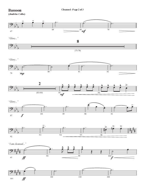 Cleansed (Choral Anthem SATB) Bassoon (Word Music Choral / Arr. Cliff Duren)