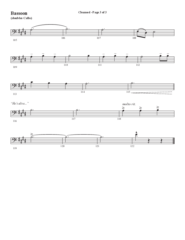 Cleansed (Choral Anthem SATB) Bassoon (Word Music Choral / Arr. Cliff Duren)