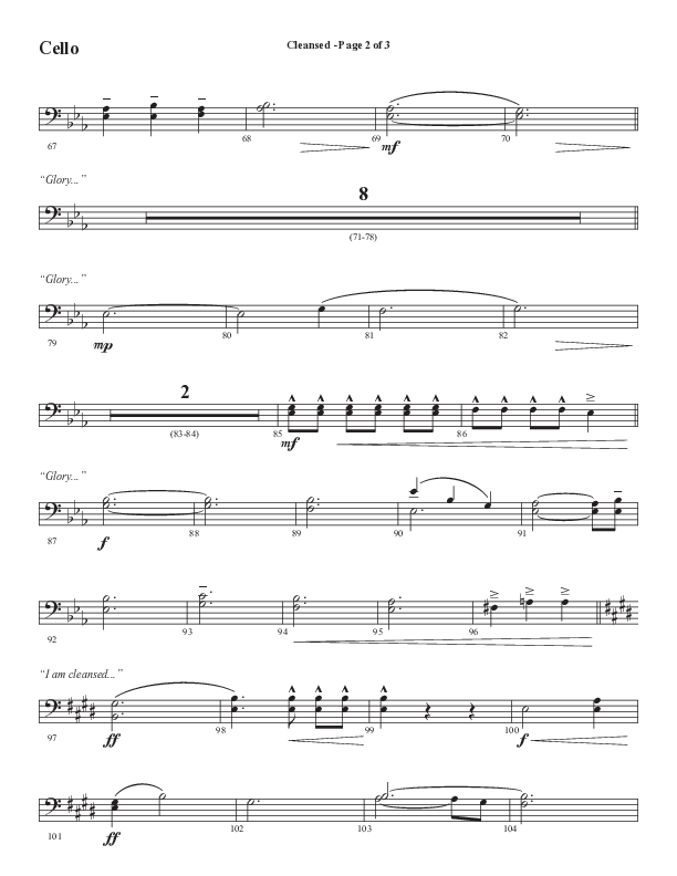 Cleansed (Choral Anthem SATB) Cello (Word Music Choral / Arr. Cliff Duren)