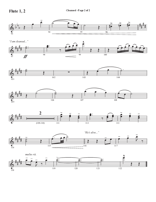 Cleansed (Choral Anthem SATB) Flute 1/2 (Word Music Choral / Arr. Cliff Duren)