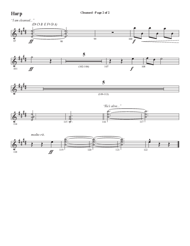 Cleansed (Choral Anthem SATB) Harp (Word Music Choral / Arr. Cliff Duren)