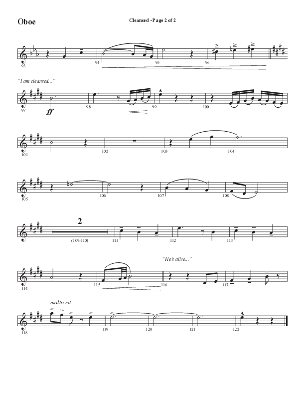 Cleansed (Choral Anthem SATB) Oboe (Word Music Choral / Arr. Cliff Duren)