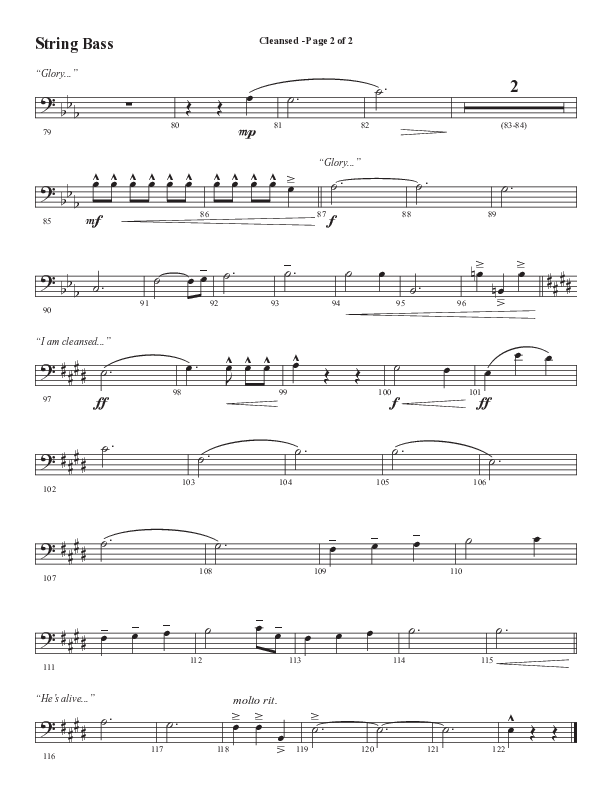 Cleansed (Choral Anthem SATB) String Bass (Word Music Choral / Arr. Cliff Duren)