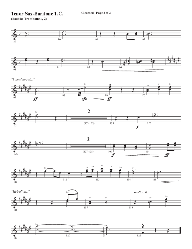 Cleansed (Choral Anthem SATB) Tenor Sax/Baritone T.C. (Word Music Choral / Arr. Cliff Duren)