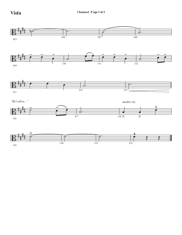 Cleansed (Choral Anthem SATB) Viola (Word Music Choral / Arr. Cliff Duren)