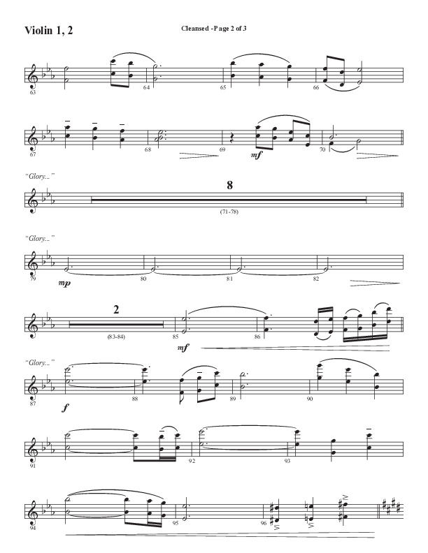 Cleansed (Choral Anthem SATB) Violin 1/2 (Word Music Choral / Arr. Cliff Duren)