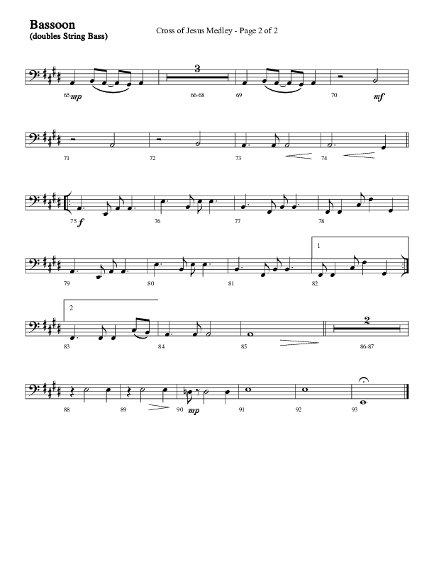 Cross Of Jesus Medley (Choral Anthem SATB) Bassoon (Word Music Choral / Arr. Marty Parks)