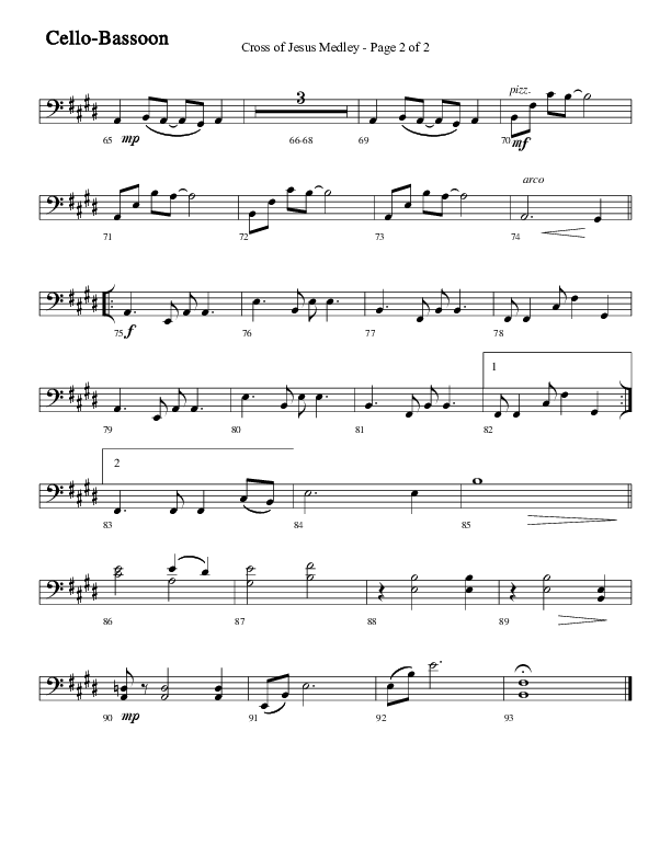 Cross Of Jesus Medley (Choral Anthem SATB) Cello (Word Music Choral / Arr. Marty Parks)