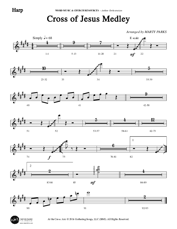 Cross Of Jesus Medley (Choral Anthem SATB) Harp (Word Music Choral / Arr. Marty Parks)