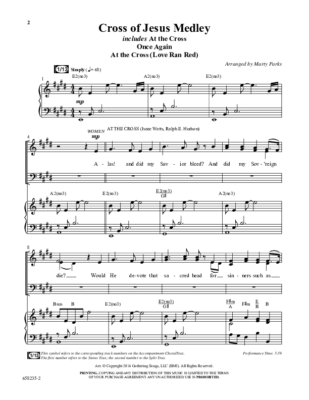 Cross Of Jesus Medley (Choral Anthem SATB) Anthem (SATB/Piano) (Word Music Choral / Arr. Marty Parks)