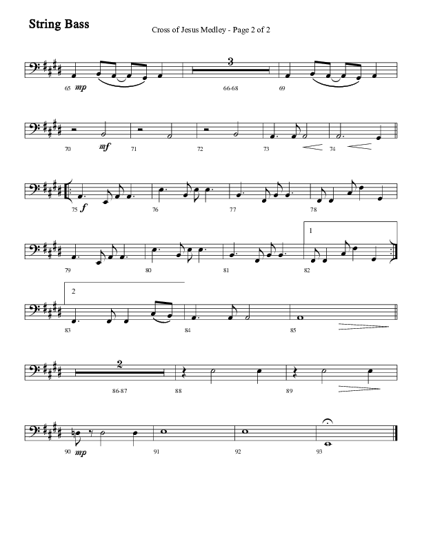 Cross Of Jesus Medley (Choral Anthem SATB) String Bass (Word Music Choral / Arr. Marty Parks)