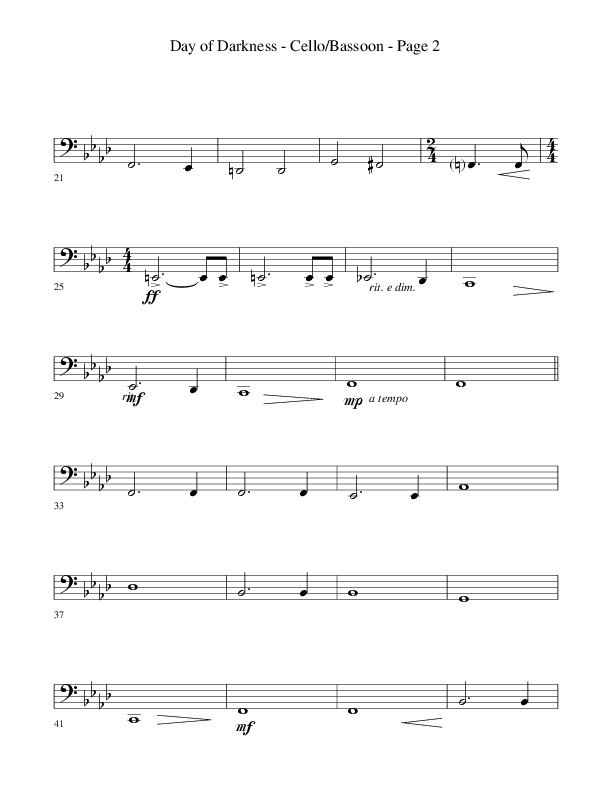 Day Of Darkness (Choral Anthem SATB) Cello (Word Music Choral / Arr. Camp Kirkland)