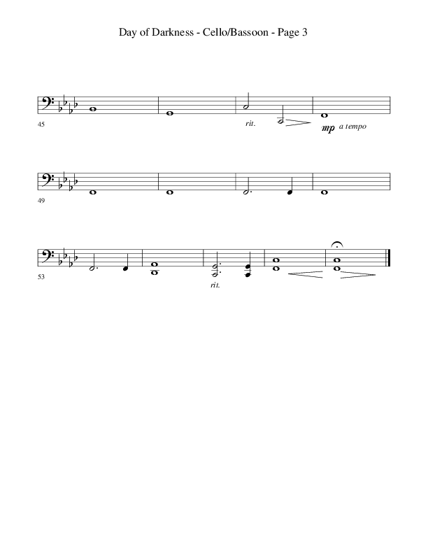 Day Of Darkness (Choral Anthem SATB) Cello (Word Music Choral / Arr. Camp Kirkland)