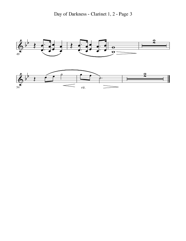 Day Of Darkness (Choral Anthem SATB) Clarinet 1/2 (Word Music Choral / Arr. Camp Kirkland)