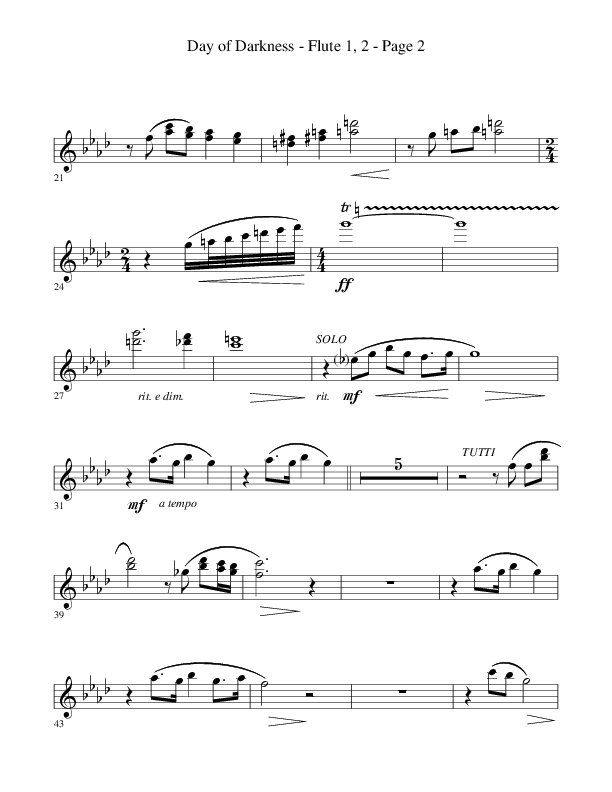 Day Of Darkness (Choral Anthem SATB) Flute 1/2 (Word Music Choral / Arr. Camp Kirkland)