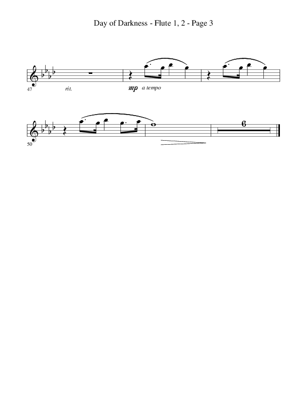 Day Of Darkness (Choral Anthem SATB) Flute 1/2 (Word Music Choral / Arr. Camp Kirkland)